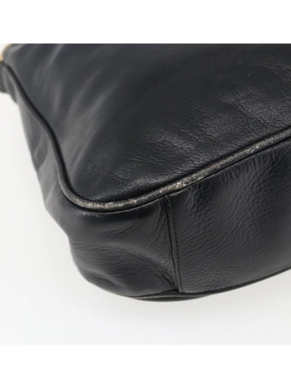 Authentic GUCCI Bamboo Shoulder Bag Leather 2way Black Gold 001 2113 1638 - Picture 10 of 16